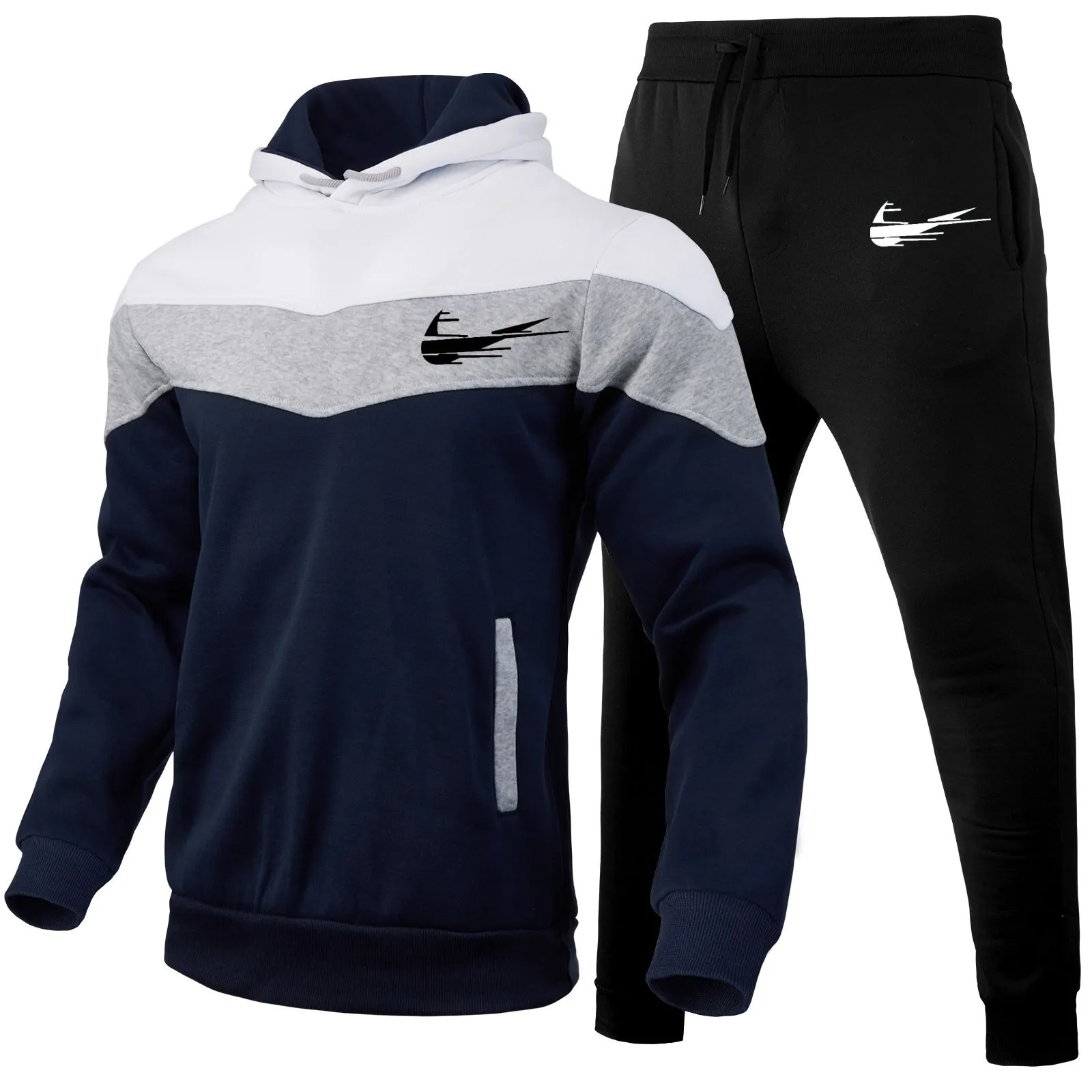 Men Tracksuit Casual Fashion Hip Hop Polar Style Long Sleeve Hoodie and Pants Tracksuit Pants Running, Basketball, Soccer Men and Women Y2k5