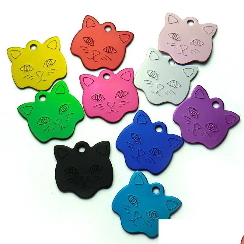 Colliers de chien Laisses Pet Tag Id Personnalisé Chat Nom Gravé Numéro de Téléphone Charme Pendentif Collier En Alliage D'aluminium Za5424 Drop Livraison Dhnpa