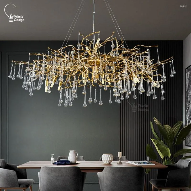 Pendant Lamps 2023 Ceiling Chandelier Crystal Flip-sanded Aluminium Room Decor For Living Chandeliers Lustres Lights Dining