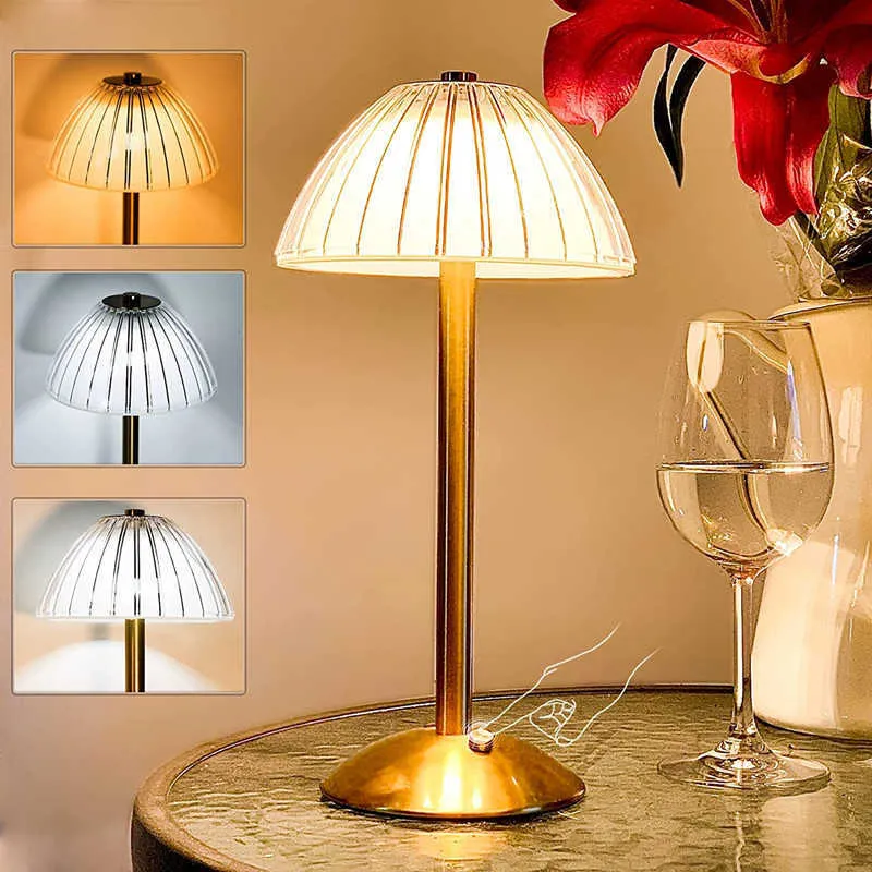 Rétro Bar Lampe De Table USB Sans Fil Bureau Cristal Métal À Côté Des Lampes Ambiance Romantique Restaurant Lumière Décorative AA230421