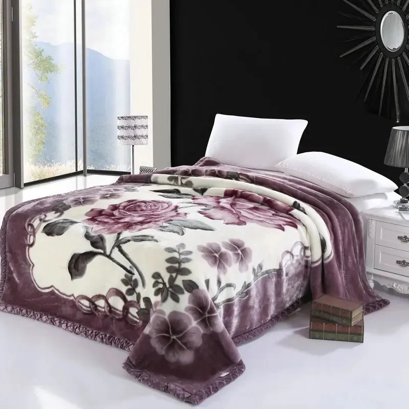 Cobertores Blossom Flowers Impresso Faux Fur Fleece Throw Cobertor Ultra Sof Quente Grosso Colcha Luxo Conjunto de Capa de Cama 231121