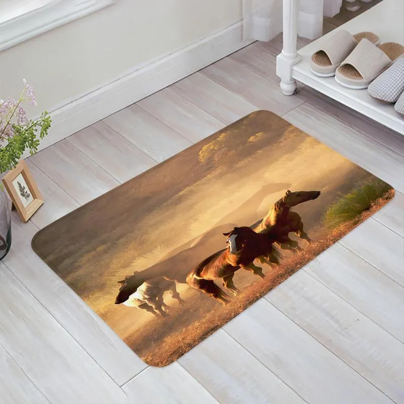 Carpets Wild Horse Animal Floor Mat Entrance Door Living Room Kitchen Rug Non-Slip Carpet Bathroom Doormat Home Decor