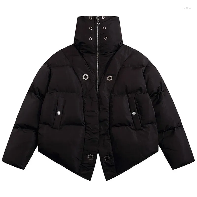 Vestes pour hommes vêtements d'extérieur haut en cuir de luxe Designer Parkas hommes veste bouffante manteaux rembourrés noirs manteau de rue à col haut irrégulier