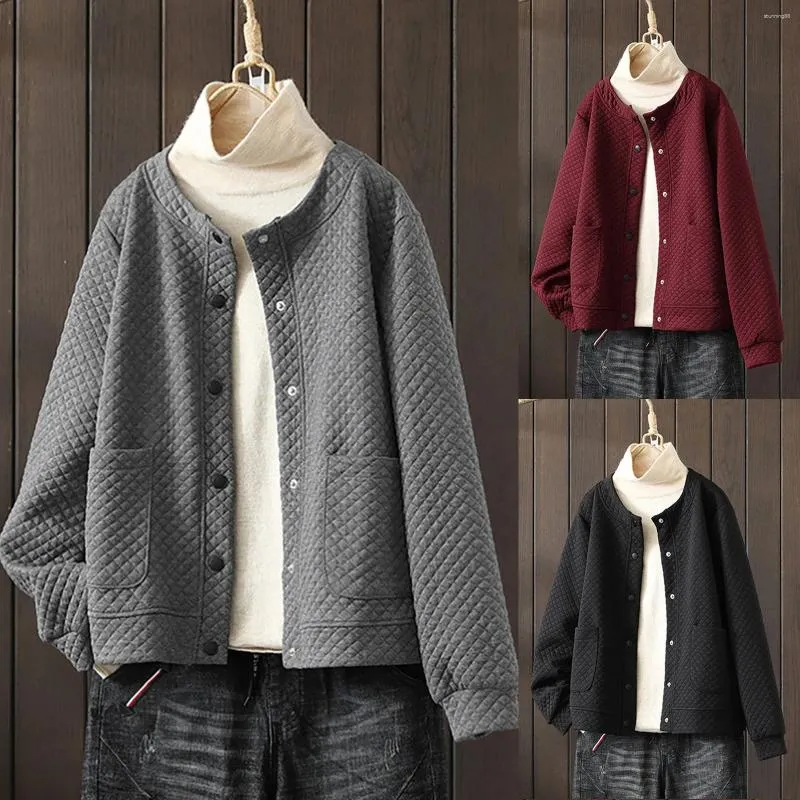 Jaquetas femininas Womens 2023 Cardigan Jacket Queda Aberta Front Button Down Manga Longa Bolsos Casual Camisa Fina Cardigans Curtos para Mulheres