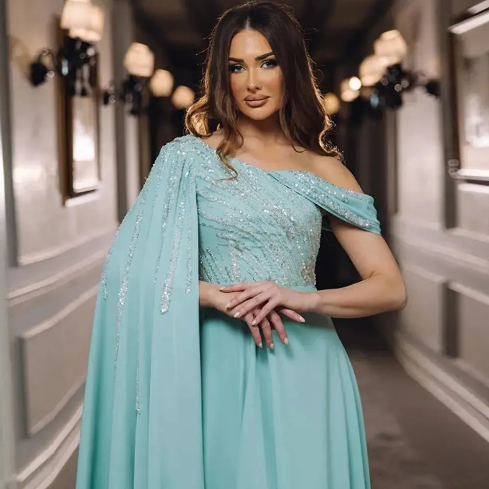 Off Shoulder Sequined Mint Green Evening Dress For... From Gardenhome03,  $120.94 | DHgate.Com