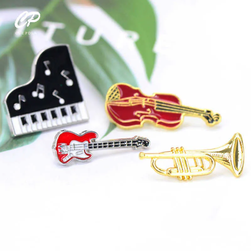 Pins Broschen Mode Exquisite Öltropfen Violine Pin Legierung Brosche Musikinstrument Corsage Universal Bekleidungszubehör für Männer und Frauen Z0421