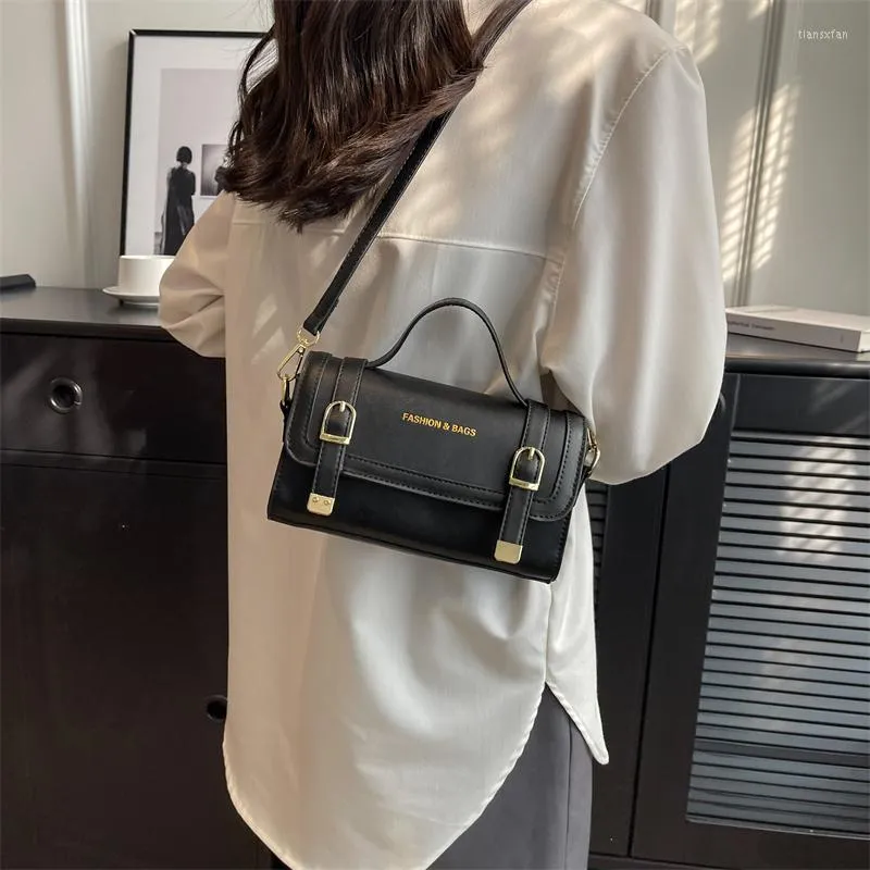 Evening Bags Classic Women's Box Type Pure Color Shoulder Crossbody Handbags Fashion Casual PU Leather Ladies Designer Storage Tote