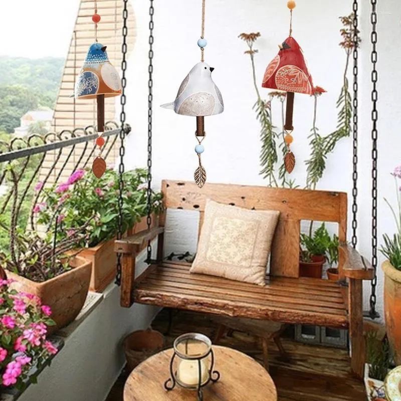 Figurines décoratives peintes jardin Patio décor vent cloche suspendus ornements pour mur fenêtre porte carillon oiseau chanson