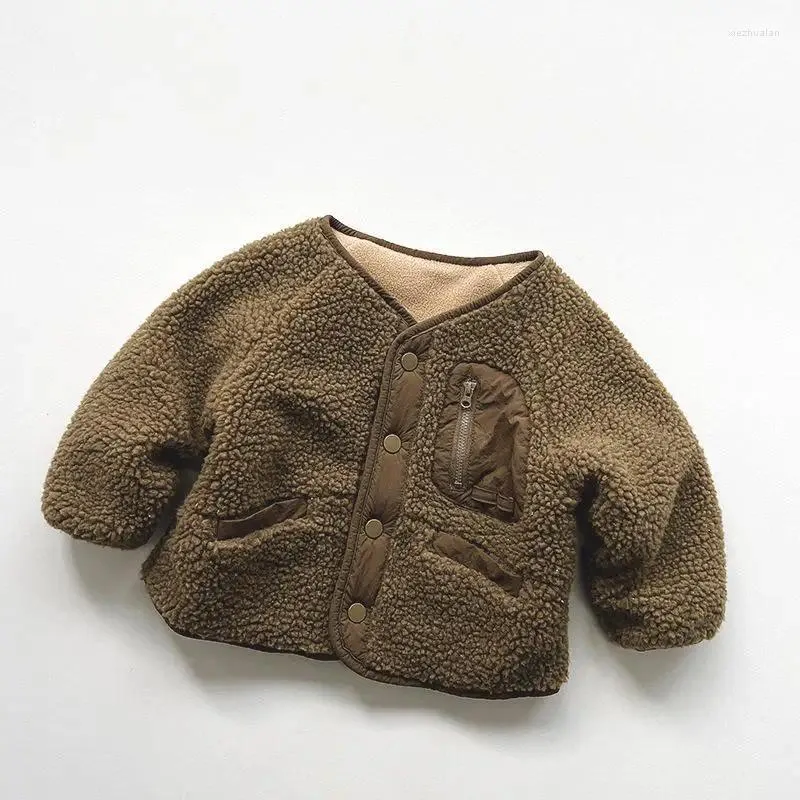 Vestes d'hiver à manches longues pour enfants, manteau Vintage en peluche et velours épais, veste décontractée pour bébés garçons, rembourrée, 2023