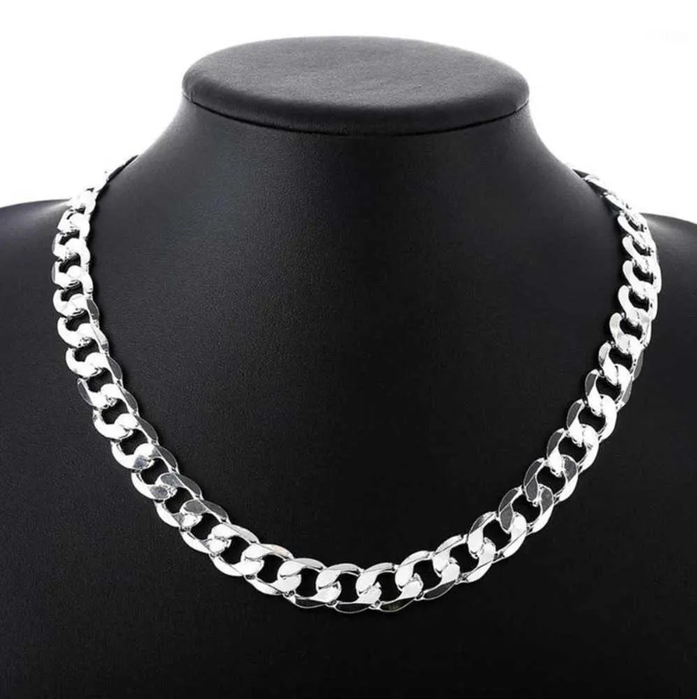 Catene Offerta speciale Collana in argento sterling 925 per uomo Catena classica da 12 mm 18-30 pollici Gioielleria di marca di alta moda Festa Nuziale Movimento corrente 23ess