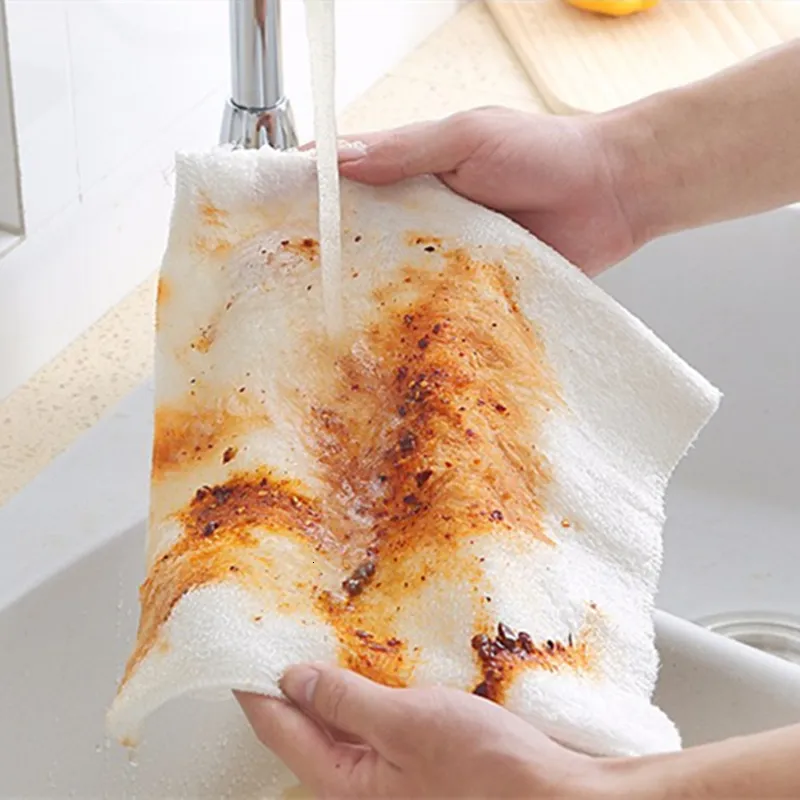 5Pcs Kitchen Cleaning Towels Cotton Dishcloth Super Absorbent Non