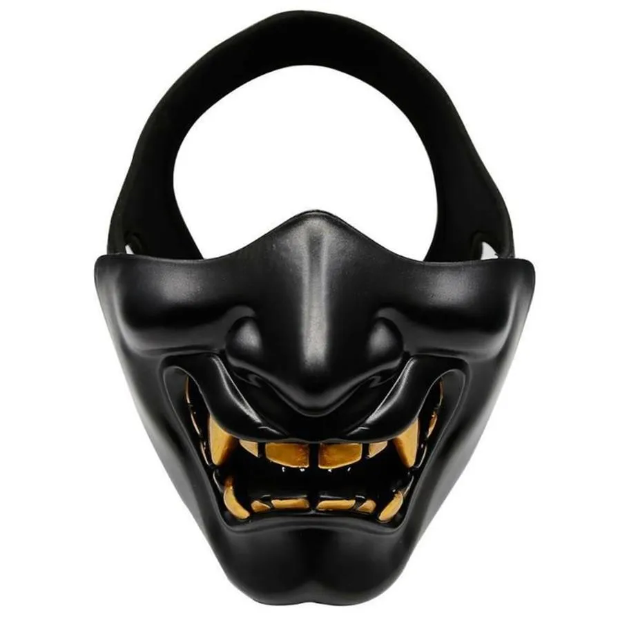 Party Masks Halloween Costume Cosplay Half Face Evil Demon Grimace Kabuki Samurai Prajna Hannya Oni Tactical Mask304e