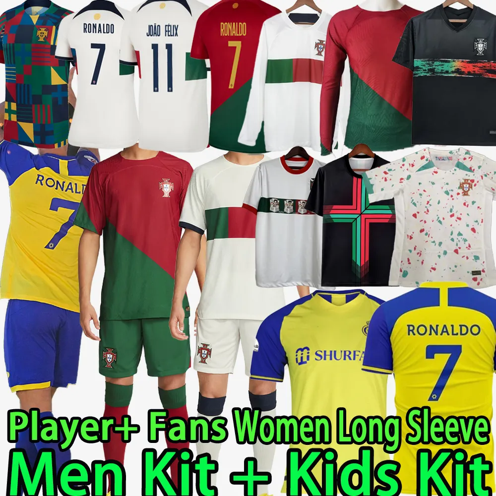 Al Nassr FC Soccer Jerseys 2023 Portugal Cr7 Set Set Kit Kit Kit Women Wersja Ronaldo Long Sleeve Bernardo Joao Felix al-Nassr 2022 Koszulka piłkarska 22 23 24 mundurem