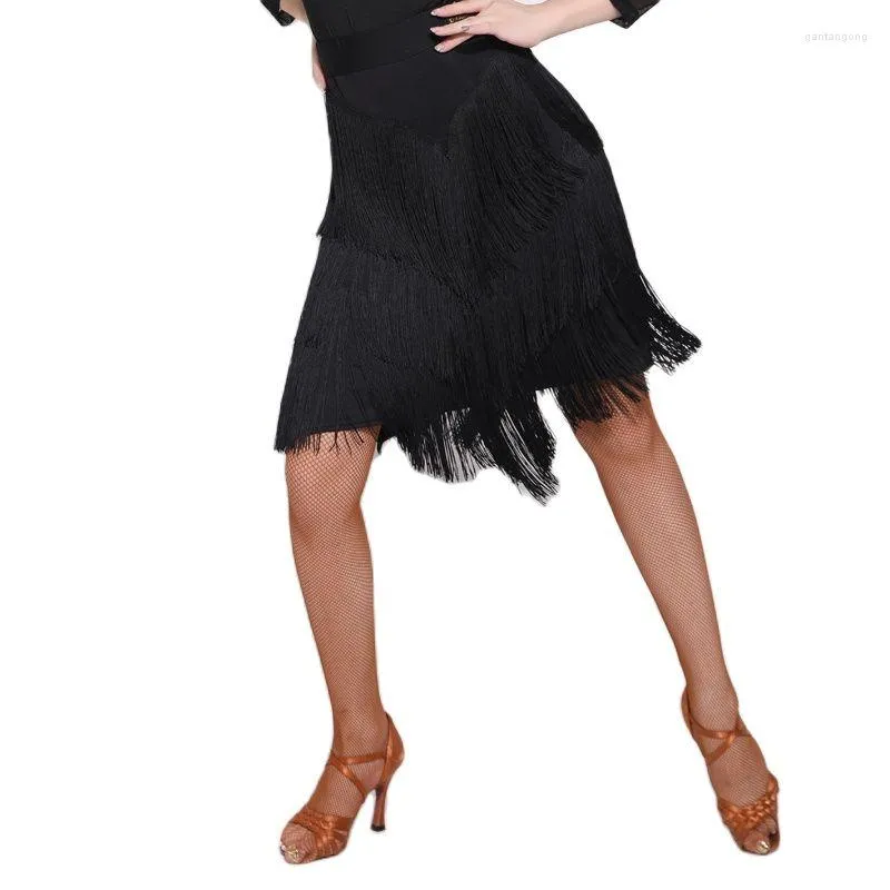 Vêtements de scène adulte femme danse latine jupe femmes Chacha Samba Tango Performance Dancewear couches de glands Costumes L22401
