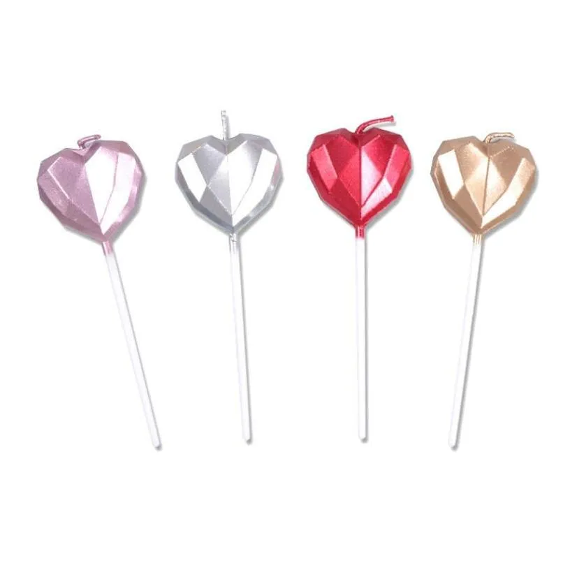 Ljus Creative Love Candle Heart-Shaped Five Pointed Star Form Candles Birthday Cake Decoration With PVC Box Drop Delivery Home Gar DHSFD