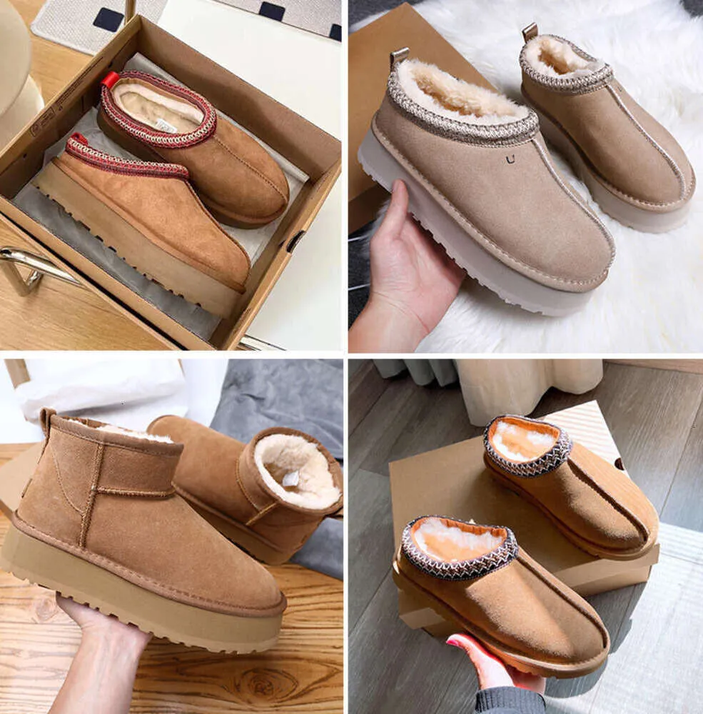 Damens tofflor Tazz Chestnut Fur Slides Dheepskin Shearling Slipper Tasman Classic Ultra Mini Platform 1uggies-21 Boots Wool Blend Winter Australia Bootsies