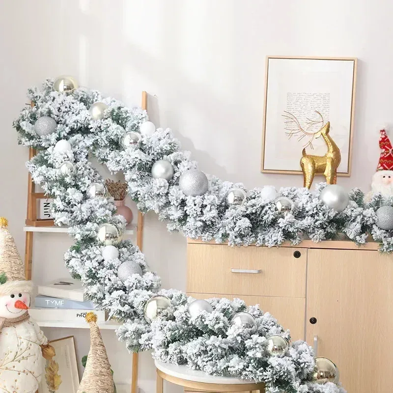 Décorations de Noël 1 pcs 27m blanc tombant cèdre velours rotin pour arbre cheminée escalier porte jardin cour décoration guirlande 231120