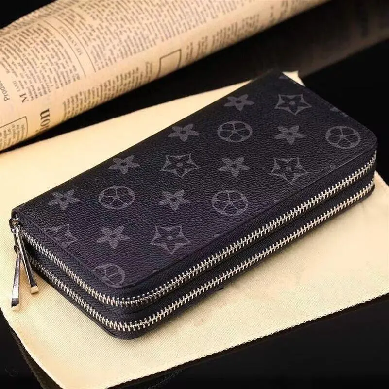 Designers Double ZIPPY WALLET High Quality Soft Leather Mens Womens Iconic textured Fashion Long Zipper Wallets Coin Purse Card Ca3089