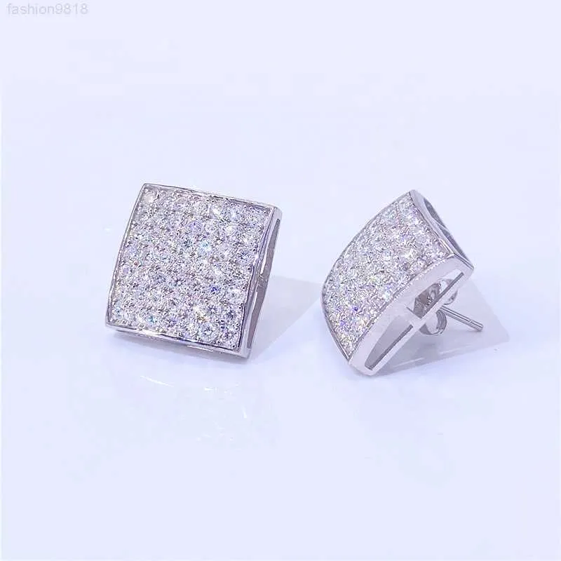 2.19ct Luxury Square Vvs Moissanite Diamond Hip Hop Men Stud Earrings
