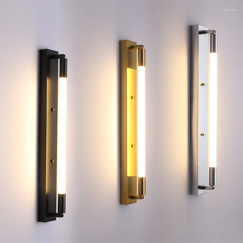 Lâmpada de parede moderna ouro led luz cilíndrica espelho do banheiro lâmpadas para sala estar quarto cabeceira arandelas decoração para casa iluminação