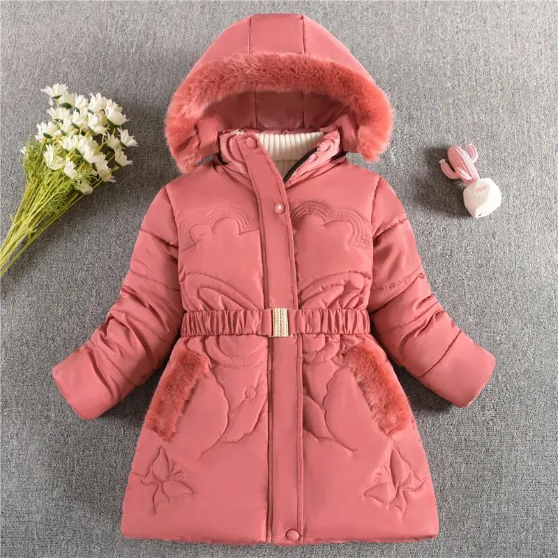 Джакеки 3-12 лет зима держите теплую куртку для девочек бабочка модная съемная подкладка для шляпы с плюшевым воротником тяжелое пальто для детей