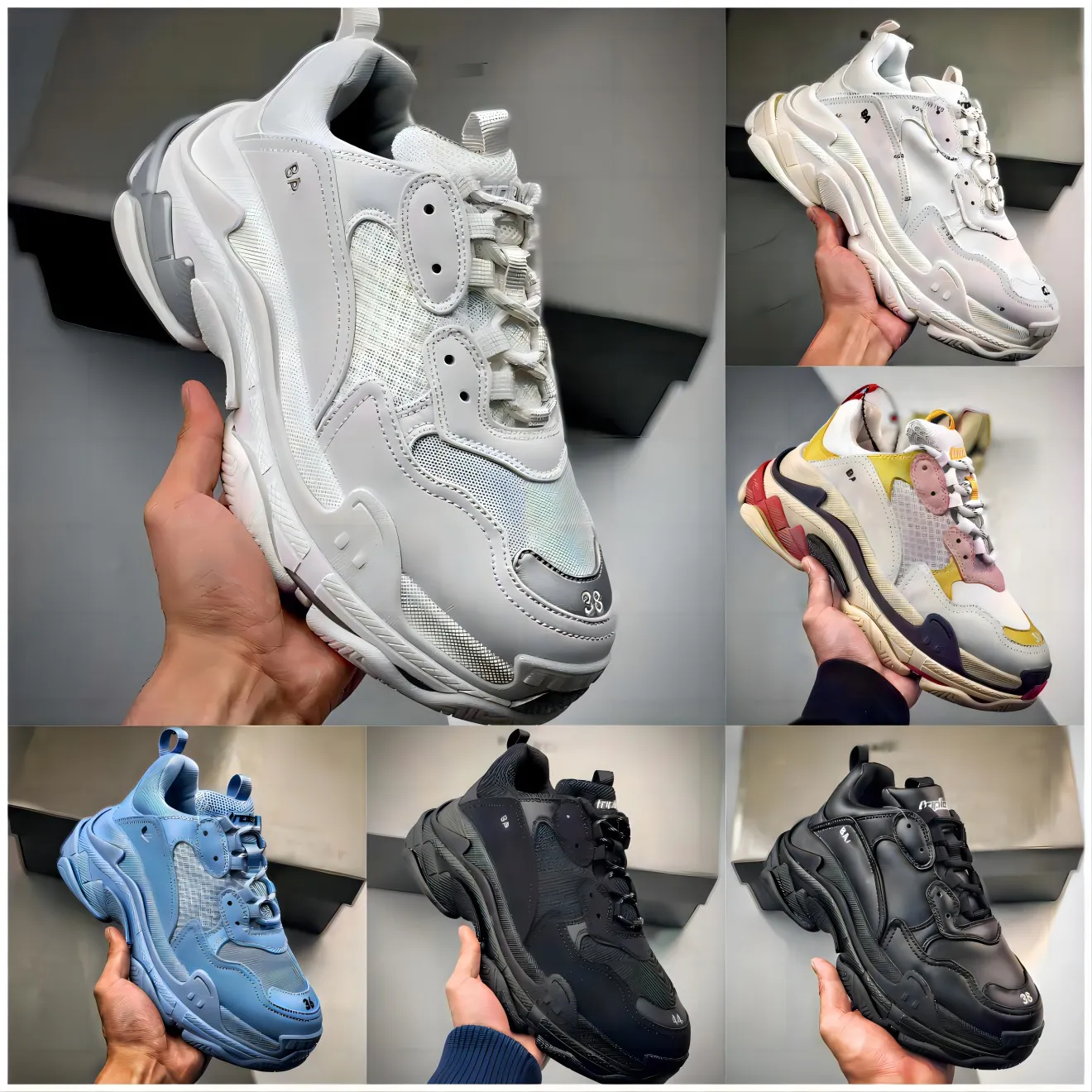 2.0Designer triple s Men Women casual Shoes Clear Sole Black White Grey Red Pink blue Royal Neon Green trainers Tennis