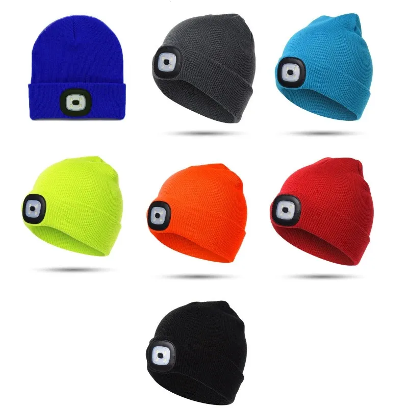 Cycling Caps Masks Light Beanie Hat USB Rechargeable Hands Free with Night Flashlight for Boy Girl 231122