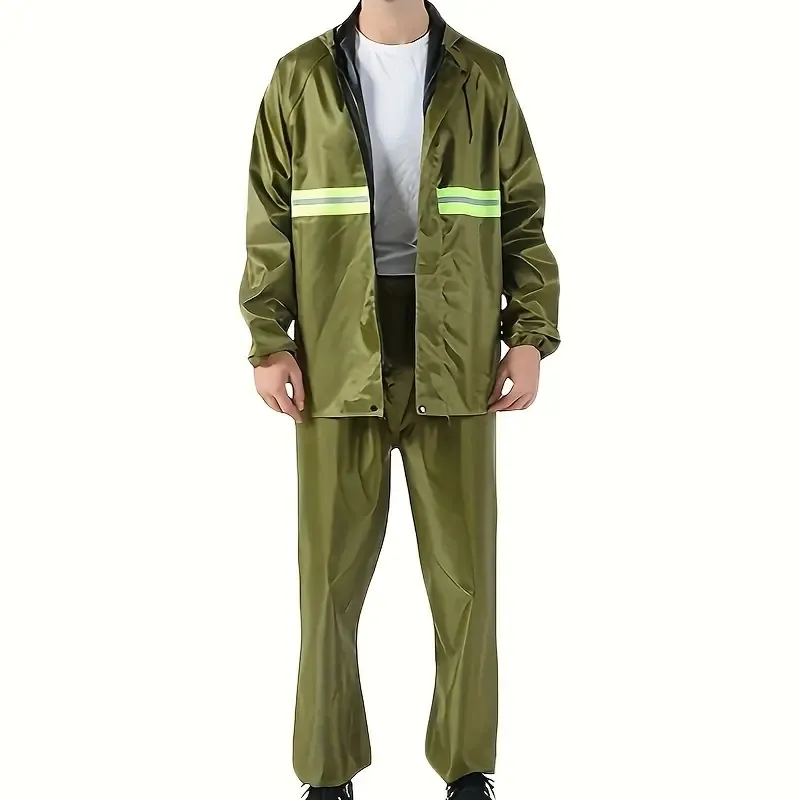 Jngsa Rain Suits For Men Waterproof Rain Jacket Coat Pants Heavy Duty Women Fishing Rain Gear Workwear, Size: 3XL, Black