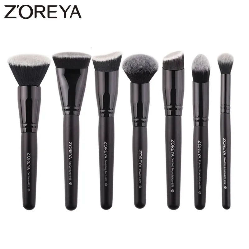 Makeup Tools Zoreya Black Brushes Set Eye Face Cosmetic Foundation Powder Blush Eyeshadow Kabuki Blandning Make Up Brush Beauty Tool 230421