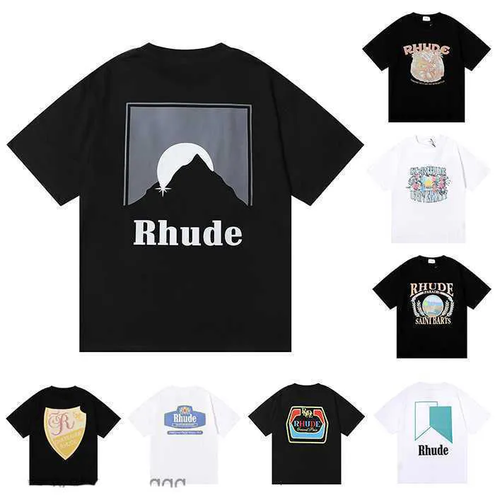 2023 Rhudes Summer Mens T Shirt Designer Luxury Tshirt Street Skateboard Ins Spring T Shirts Men Women Casual T-shirt Mens Shirt Clothing Size S-XL RCJT001