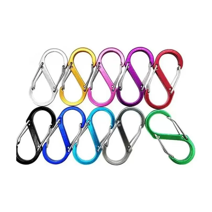 Carabiners 51x2m Büyük Anahtarlık MTifonksiyonel Anahtar Yüzük Açık Araçlar Cam S-Tipi Toka 8 Karakterler Quickd Carabiner Haziran21 Deliv Dhwaa