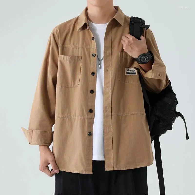 Chemises décontractées pour hommes 2023 coréen surdimensionné Baggy Tops printemps automne Cardigan à manches longues Blouse Vintage mâle Y2K vêtements