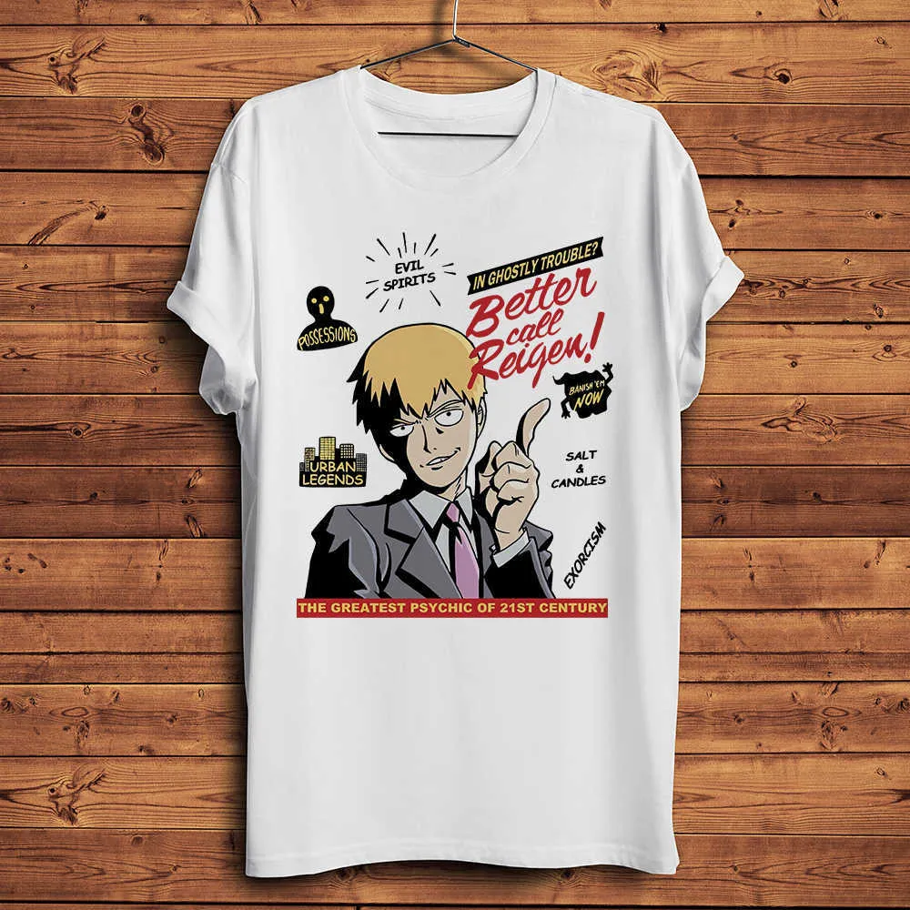 Męskie koszulki Mob Psycho 100 Reigen Arataka Funny Anime T Shirt Men Homme Short Sleeve Oneck Casual Tshirt unisex manga streetware tee Z0421