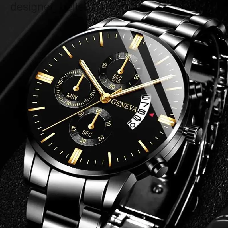 Autres montres Mode Hommes Noir Acier inoxydable Calendrier de luxe Quartz Poignet Mens Business ES pour homme Horloge Relogio MasculinoL231122