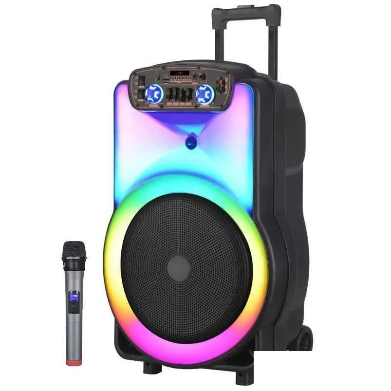 Portable Speakers 12 Inch Big Wireless Bluetooth Speaker Outdoor Column Sing Dance Party Home Theater Sound System With Micphone Dro Dhawb