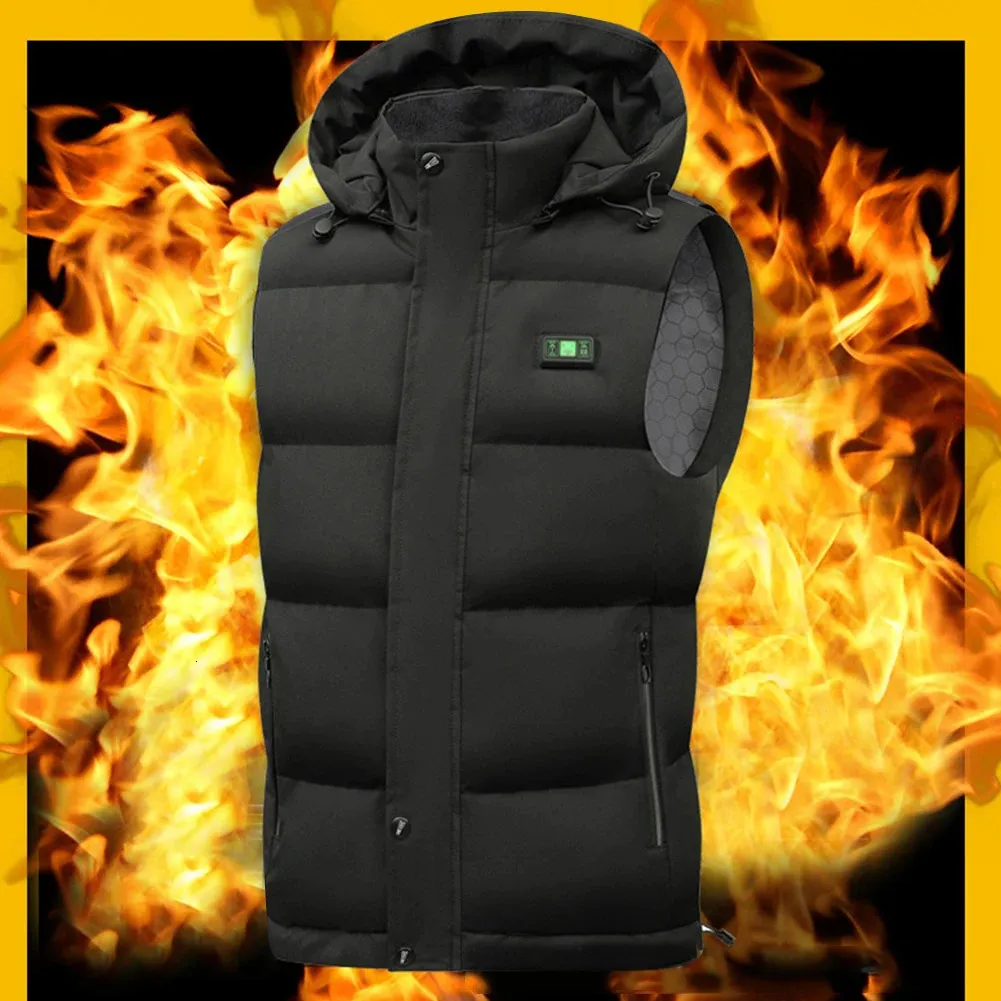 Gilet da uomo Gilet riscaldato elettrico unisex Abbigliamento termico antivento caldo 15 zone di riscaldamento Chiusura con cerniera Ricarica USB per sport invernali Escursionismo 231122