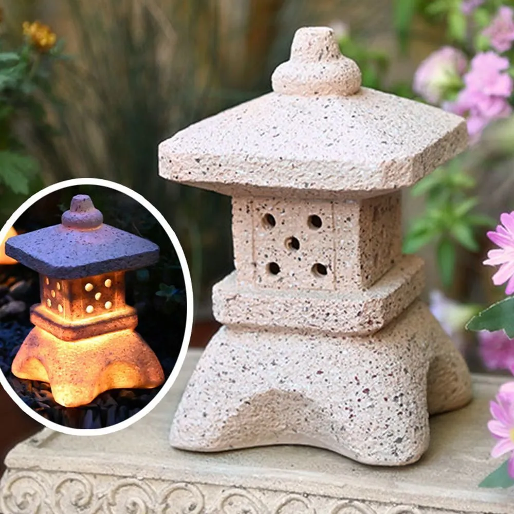 Japanese Solar Pagoda Lantern - Garden Decoration With Solar Power LED Lighting