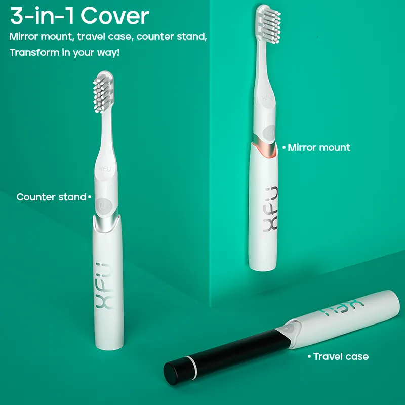 Toothbrush XFU 2102 Portable Travel Sonic Electric with Battery Power Aluminum Handle Dupont Replacement Brush Head Available 230421