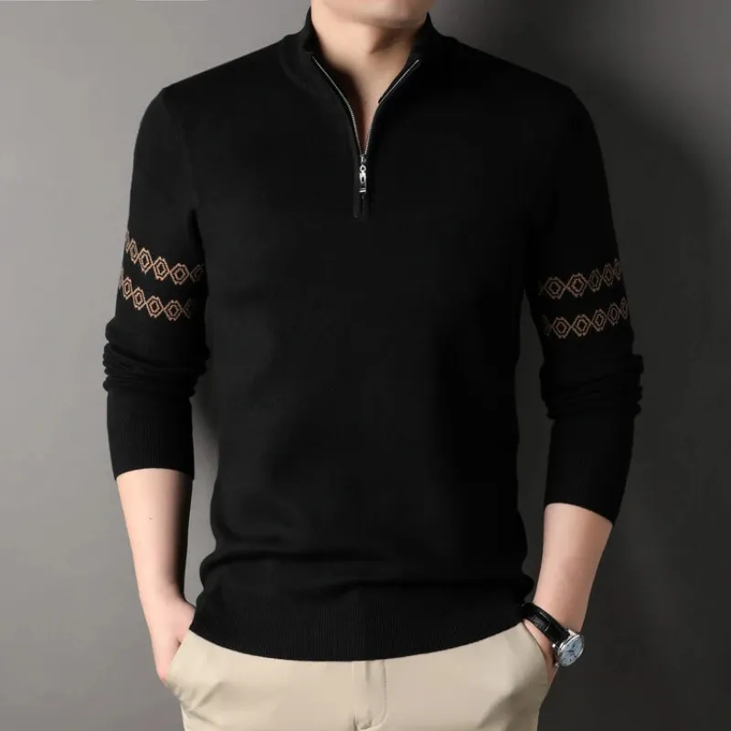 Men's Sweaters Autumn Winter Men's Long Sleeve Top Shirt Fashion Youth Sweater Sleeve Color Matching Top Gray Black Dark Green-Sizes S-4XL 231122