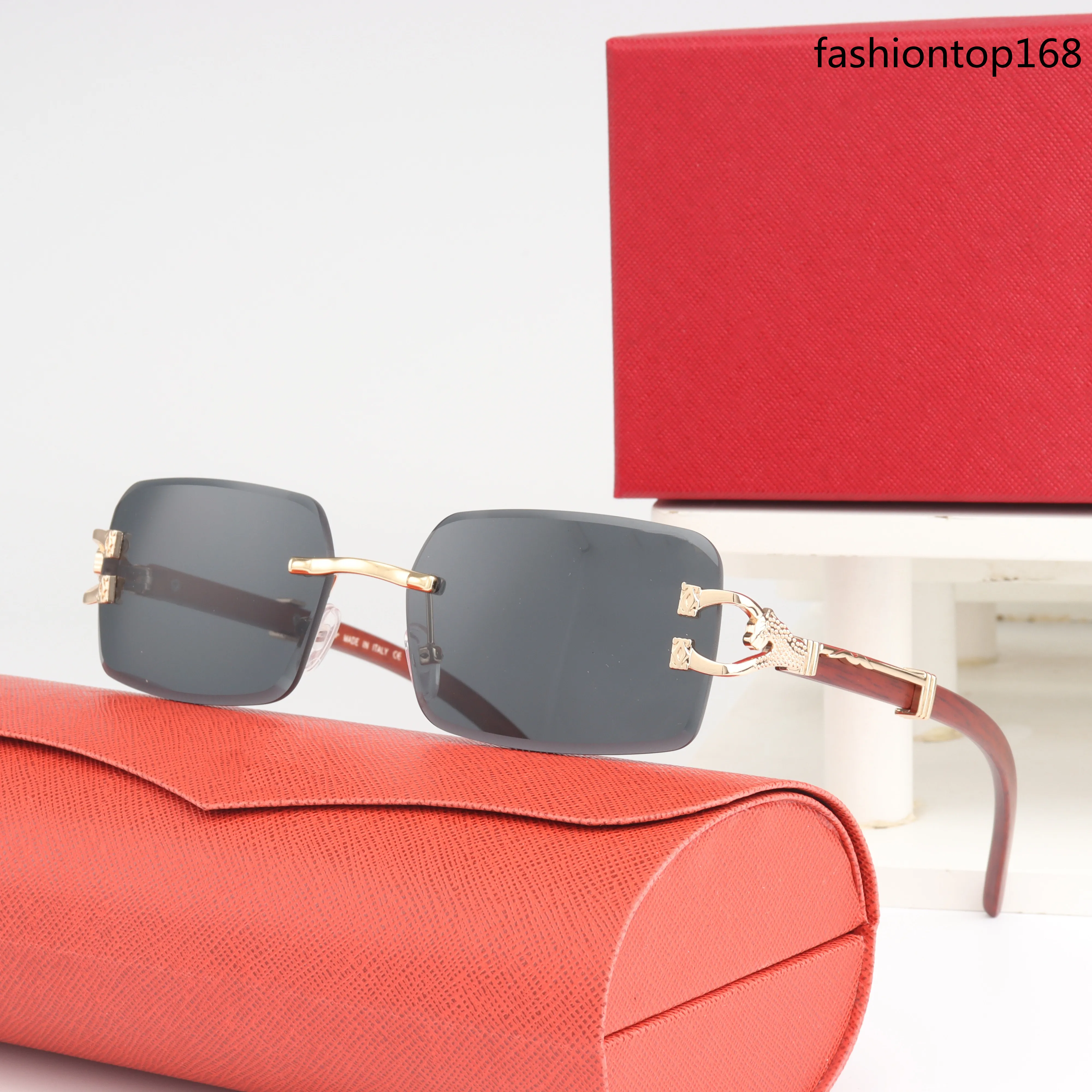 Projektantki okulary przeciwsłoneczne Nowa moda oferuje unikalny bezszramowy projekt z popularnym stylem w kolorze soczewek Uv400 Ochronne okulary