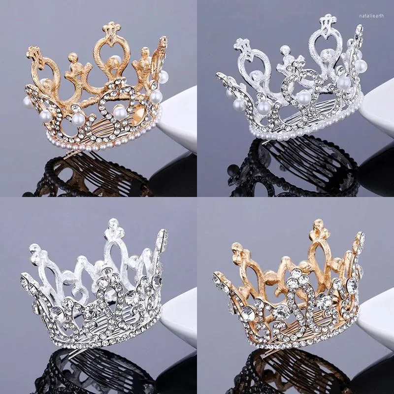 Grampos de cabelo TDQUEEN redondo tiaras de noiva e coroas banhadas a prata acessórios de casamento para mulheres