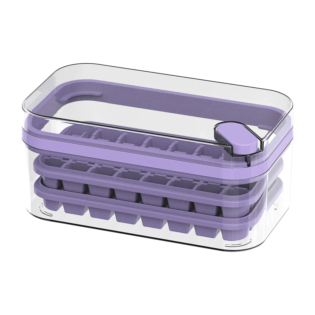 Ice Cube Tray with Lid and Storage Bin for Freezer, Easy-Release