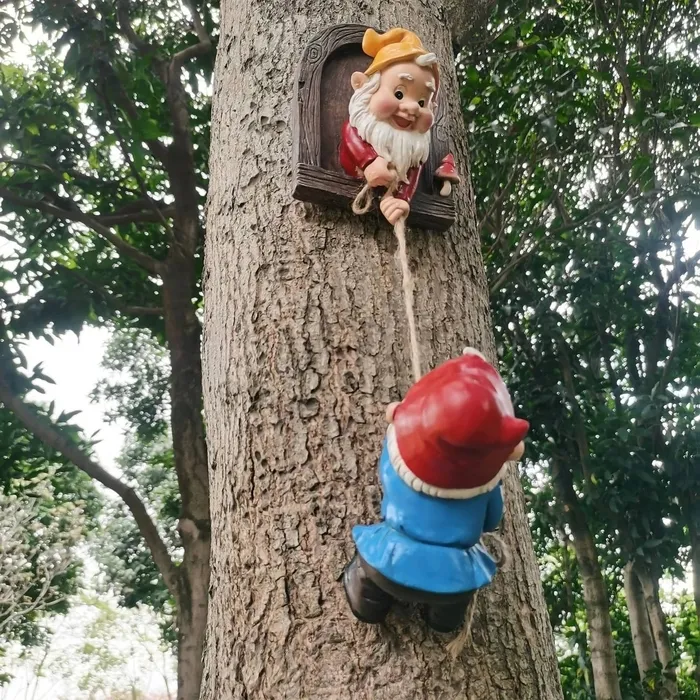 Dekoracje ogrodowe wspinaczki gnomy dekoracje drzewa śliczne gnome statua sztuka żywica krasnolud