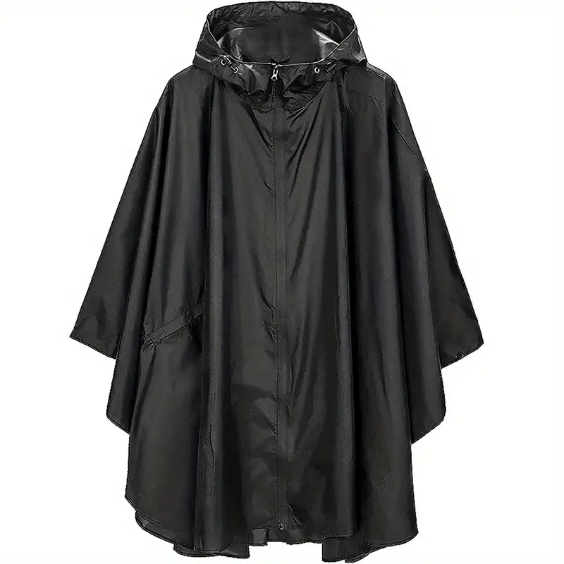 Poncho de pluie réutilisable, imperméable et solide, pour parc aquatique, veste imperméable à capuche zippée avec poche pour activités de plein air pour adultes