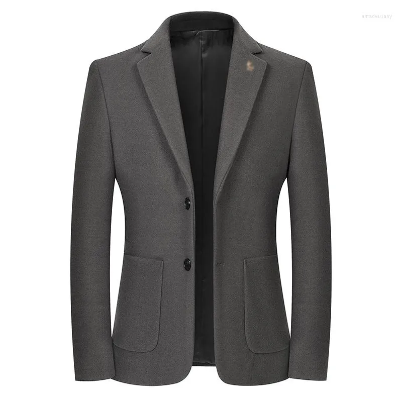 Costumes pour hommes 2023 printemps automne hommes doux cachemire laine Blazers mâle simple boutonnage col cranté conception costume manteau Angleterre Style tenues