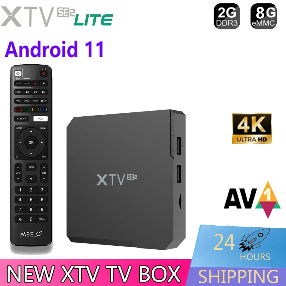 XTV SE2 Lite 4K Ultra HD Android TV Box Amlogic S905W2 Ethernet 100M HDR 2.45G Dual WiFi Lettore multimediale AV1 Set Top Box Android11