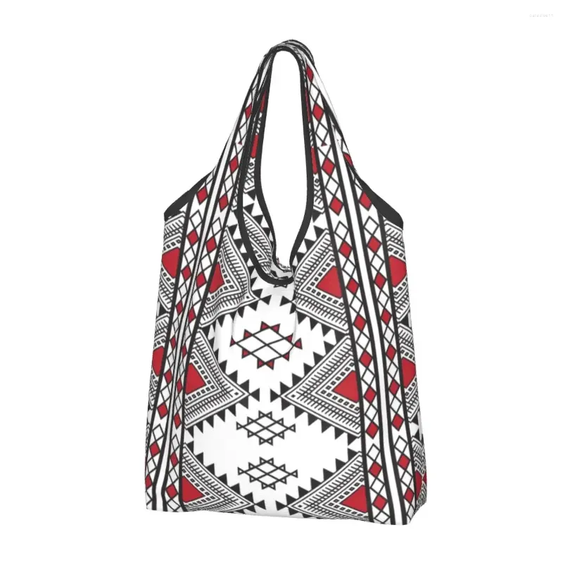 Shopping Bags Funny Printed Kabyle Pottery Amazigh Ornament Tote Portable Shoulder Shopper Africa Ethnic Geometric Handbag