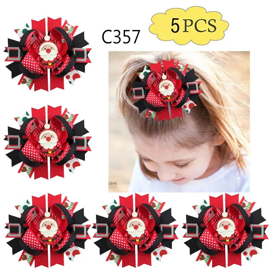 مقاطع الشعر barrettes 5pcs -g عيد ميلاد مستوحى من أقواس الشعر عيد الميلاد مقاطع الشعر Santa بند كبير الملحقات شعر الثلج 231121