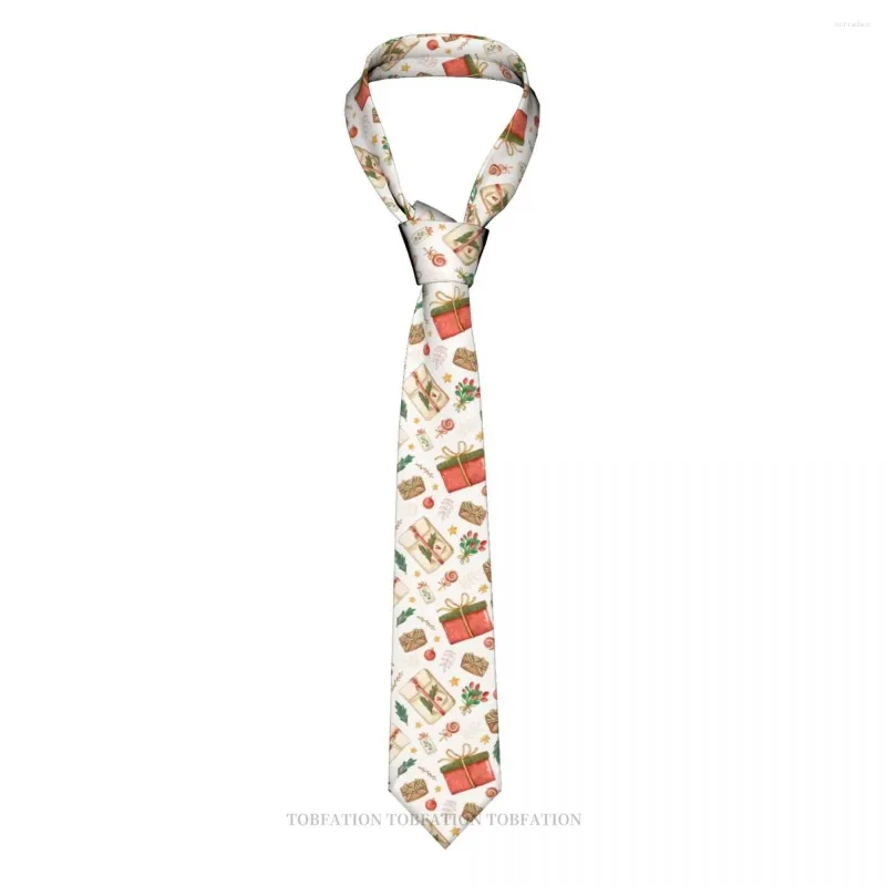 Papillon Acquerello Buon Natale Giorno Stampa 3D Cravatta Cravatta in poliestere larga 8 cm Accessori per camicie Decorazione per feste