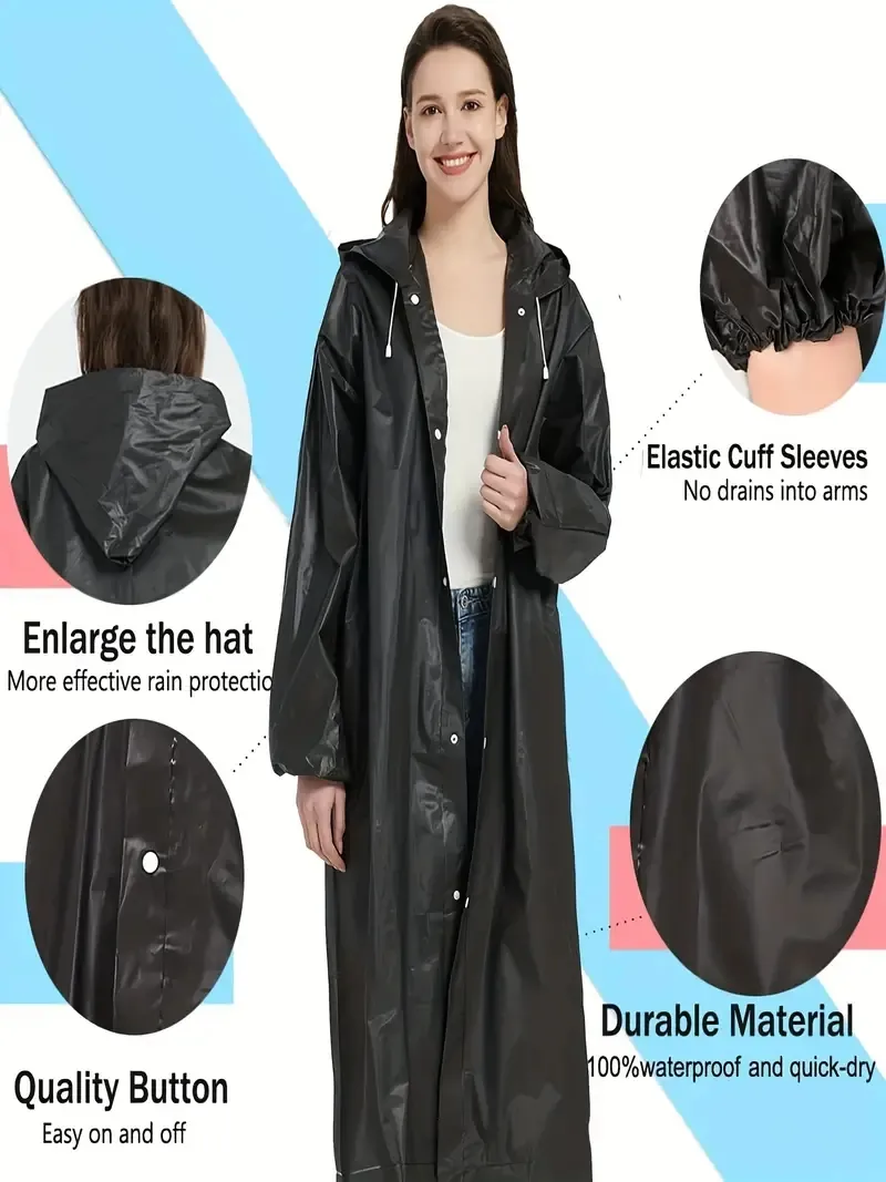 1pc imperméables pour adultes réutilisables, Eva Rain Ponchos Lightweight Rain Coat imperméable